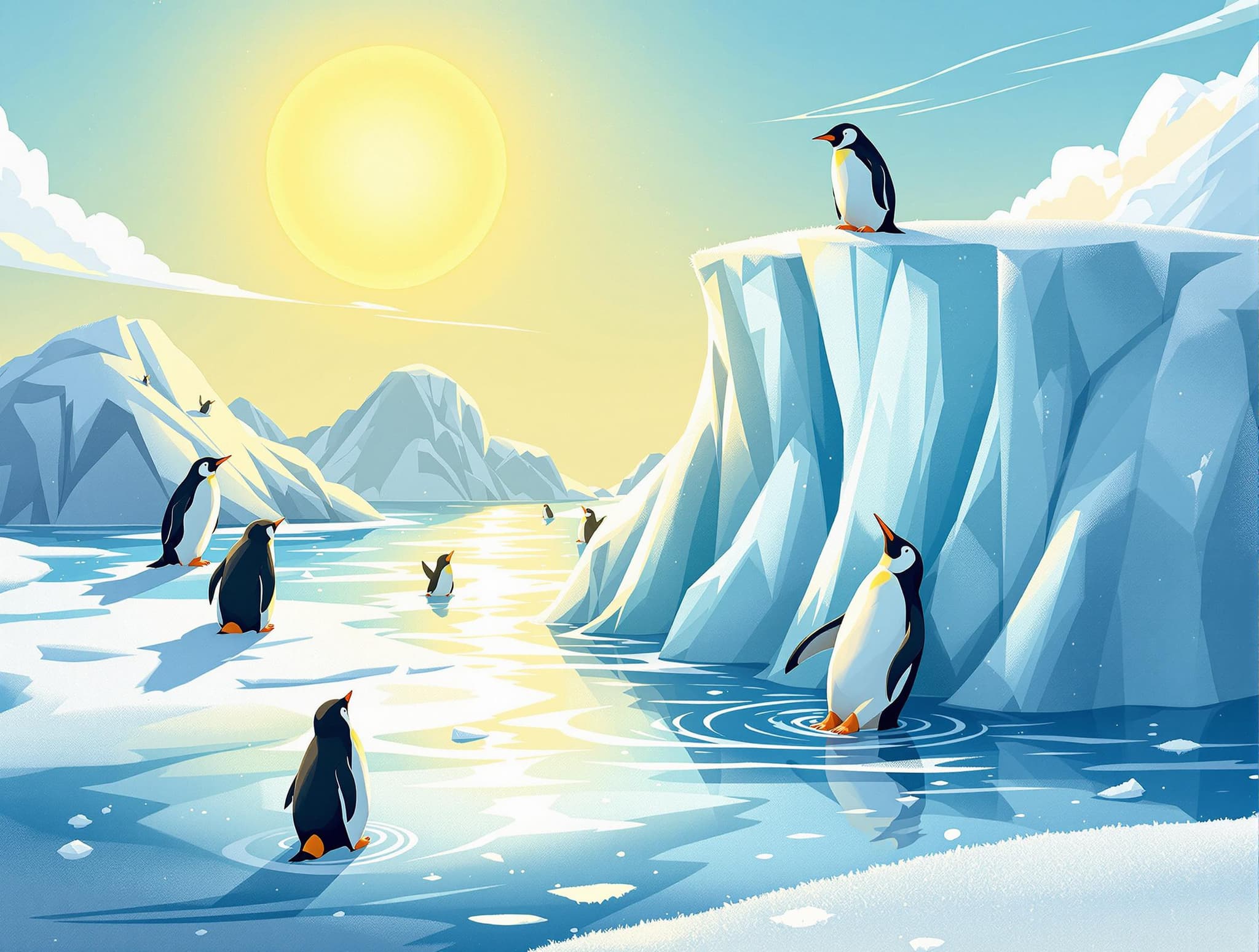Penguins on ice